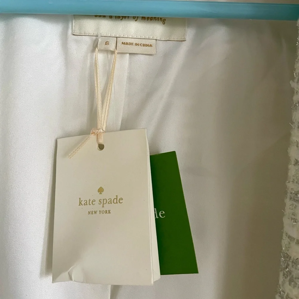 Kate Spade Sparkle Tweed Metallic Coat Size 6 - Picture 14 of 15